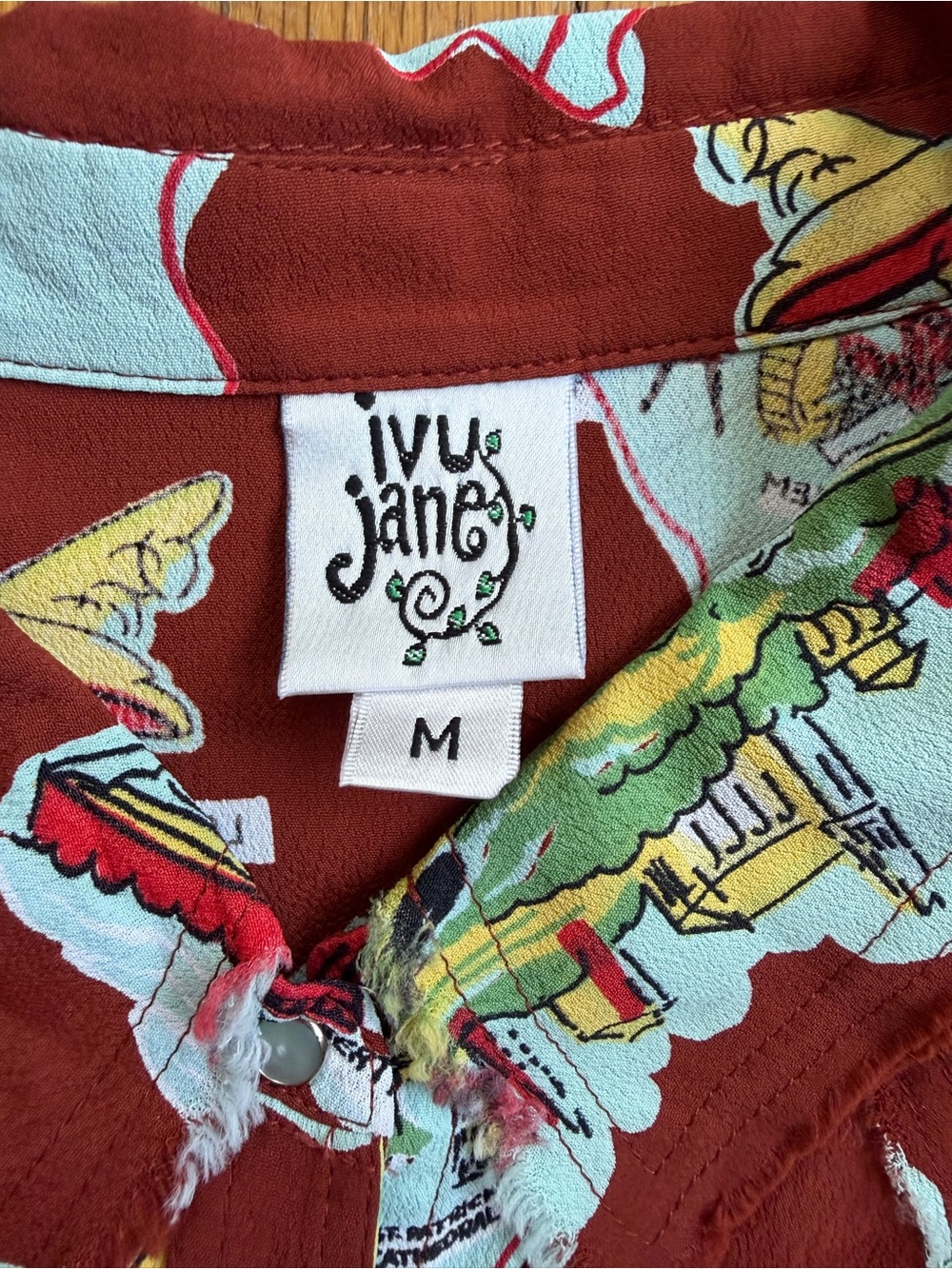 Vintage ivy jane travel print snap shirt - Picture 3 of 8